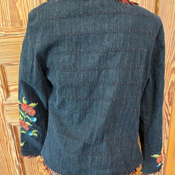 Embroidered Sequined Denim Blazer - Picture 4 of 7